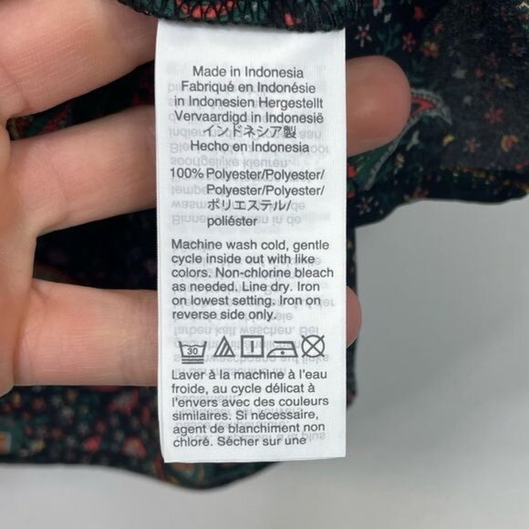 J. Crew Factory Zoe Paisley Metallic Tie-Neck Top NWT Large - Picture 9 of 10